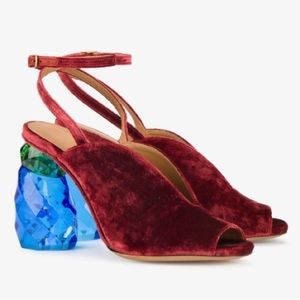 DRIES VAN NOTEN-Like New 
Velvet Lucite-Heel Sandal